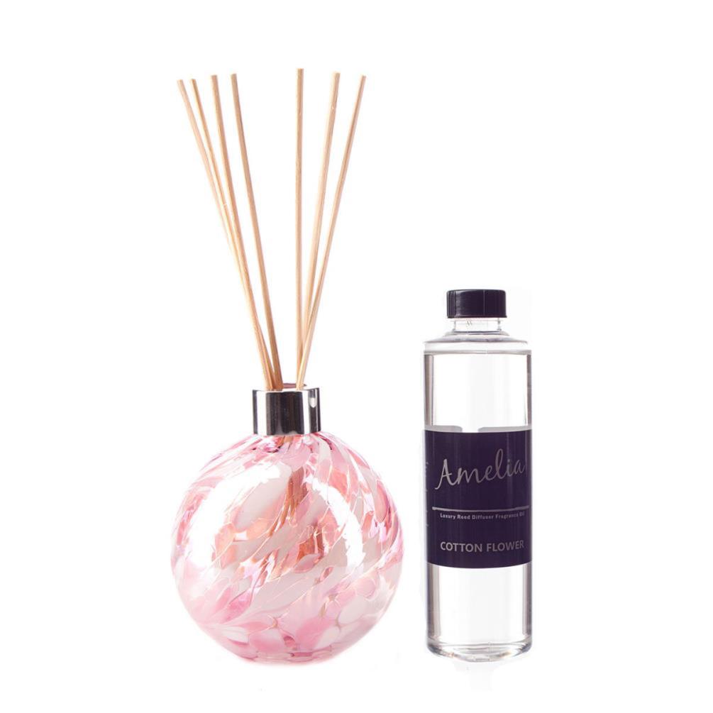 Amelia Art Glass Pink & White Reed Diffuser Gift Set  £35.99